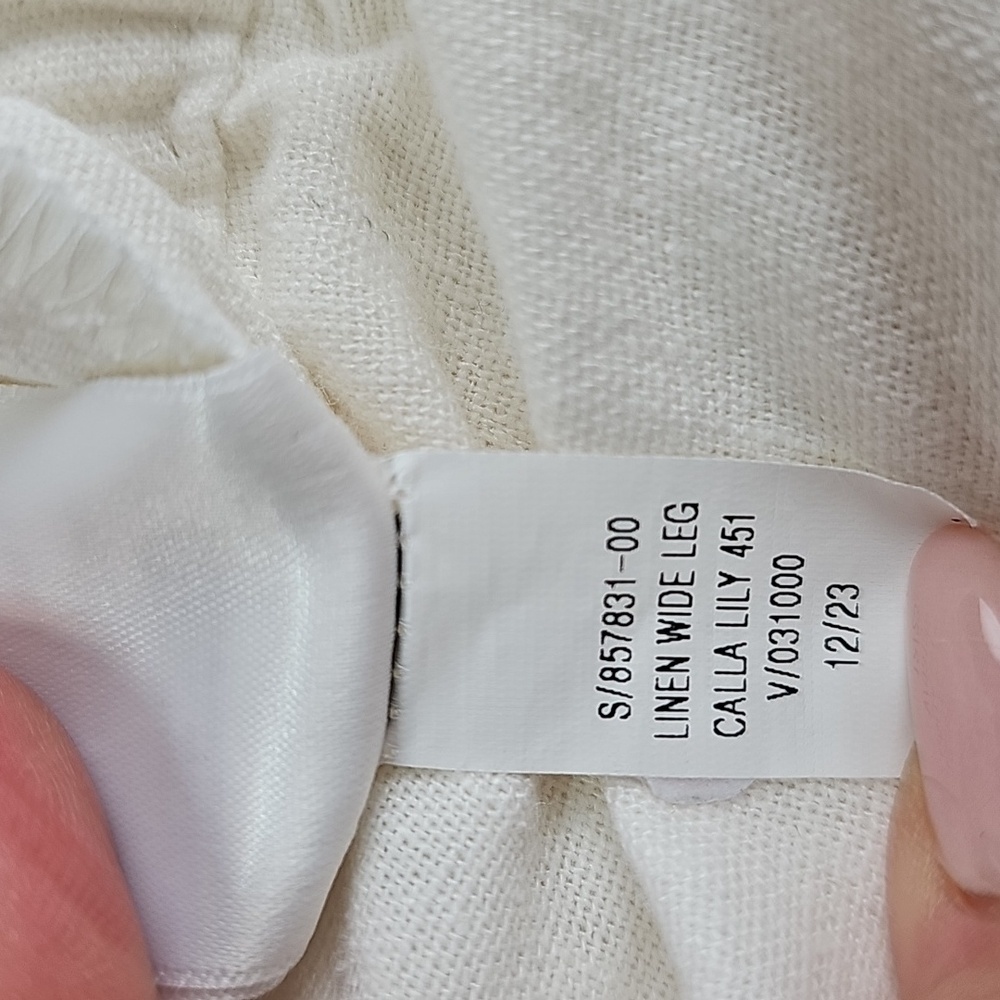 NWT OLD NAVY WHITE LINEN HIGH-RISE WIDE-LEG ELASTIC PULL-ON PANTS - Picture 10 of 11